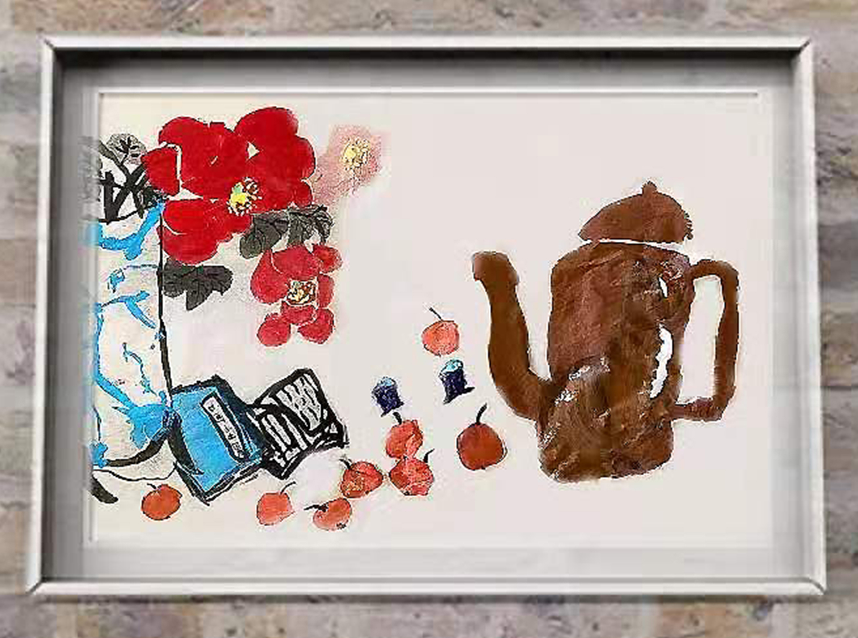 王煜婷  8岁，初学，线上国画初级课课堂作品 Wang Yuting 8 ans , débutant, peinture chinoise réalisée dans le cours en ligne