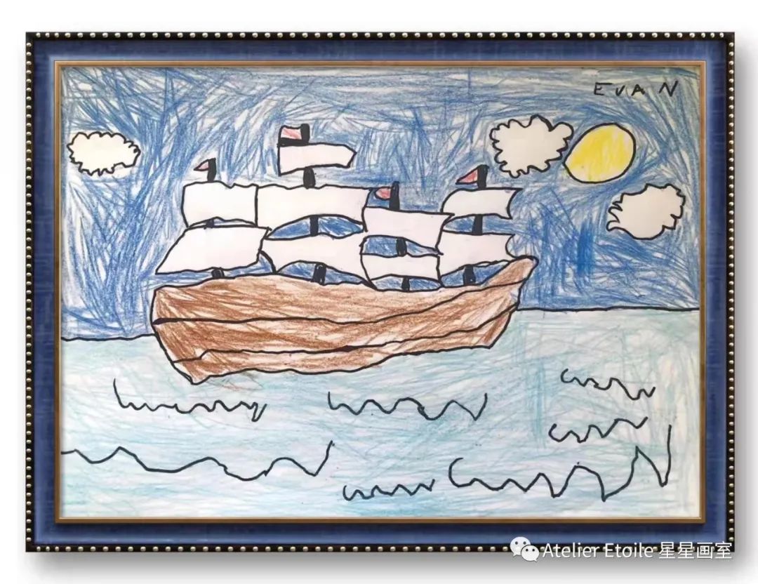 Evan QU, 4岁, 线上儿童绘画启蒙课课堂作品